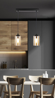 Lampă suspendată bandă neagră/maro 2xE27 Bistro 32-00538