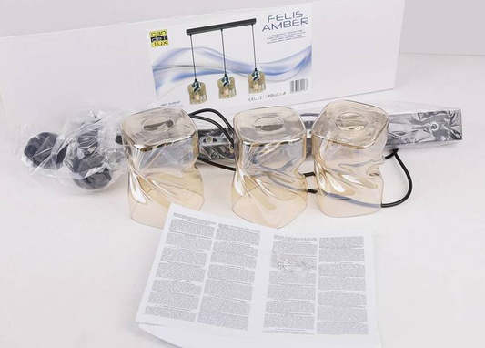 Lampa suspendata neagra/chihlimbar banda 3xE27 Felis 33-00187