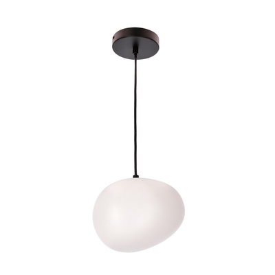 Hanging lamp STONES 20 cm in Japandi style with white acrylic shade inspired by stone minimalist ceiling lighting for living room E27