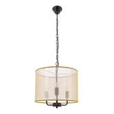 PACIFICA lampa wisząca czarny 3x40W E14 abażur złoty