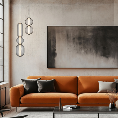 Pendant wire lamp PUMA with elongated shade 14 x 71 cm designer living room lighting LED 3000K