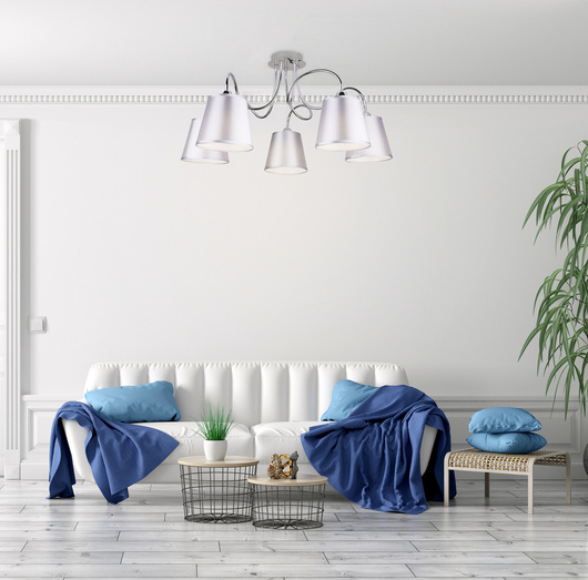 Chrome ceiling lamp 5x40W with fabric shade Luk Candellux 35-70753