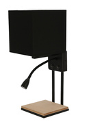 Theo Lampe schwarze Wandleuchte 1x40W E14 + 2W LED Schwarzer Lampenschirm mit Schaltern
