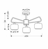 GATO lampa sufitowa czarny 3x40W E14 klosz szklany bezbarwny+chromowy