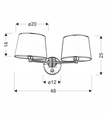 Wall lamp 2xE14 48cm IBIS 22-01309 PATINA