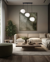 Pendant lamp STONES Japandi style elongated with 20 cm stone shape acrylic shades minimalist lamp over table 3x E27