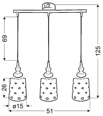 Suspension 3xE27 51cm acier blanc HAMP 33-51943