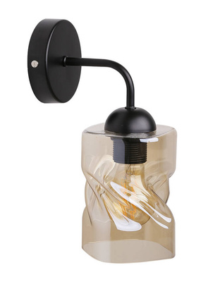 Applique noire avec abat-jour en verre ambré Felis 21-00163
