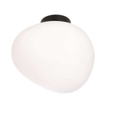 Lampa sufitowa STONES inspirowana kamieniem - designerski plafon z akrylowym mlecznym kloszem 30 cm – oświetlenie salonu i korytarza E27