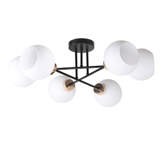 Lampa wisząca Amanda 6-punktowa szklana z kloszami do salonu i jadalni