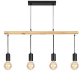 Lampa suspendata neagra + lemn 4x60W Izzy 34-77929