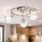 Dubai lampa sufitowa spirala chromowy 3x40W E14 klosz chromowy kryszt transp