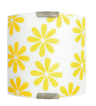 Plafonnier blanc à fleurs carrées jaunes Lucy 10-62239