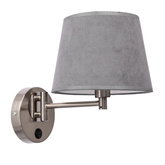 Applique orientable argentée avec interrupteur abat-jour blanc Ibis Candellux 21-00883