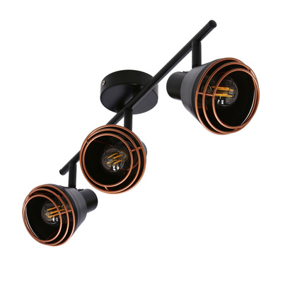 Lampă de perete/plafon abajur cupru negru 3xE14 40W Neria 93-82572