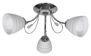 Chrome ceiling lamp 3x40W white shade with crystals Simpli Candellux 33-63847