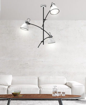 Ceiling lamp black and white adjustable 3x60W Zumba Candellux 33-72061