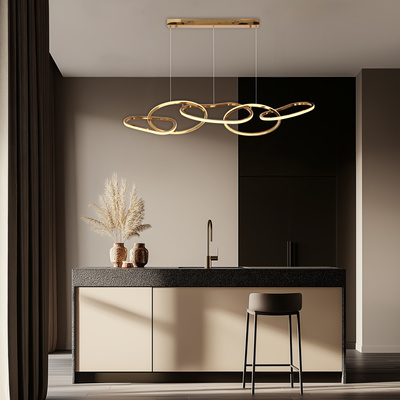 wisząca ANNELI elegancka – złota nieregularna forma 125 cm – designerska lampa salonu i jadalni LED 3000K Lampa