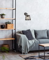 Aplica de perete metalica neagra + abajur sticla Akita Ledea 50401058