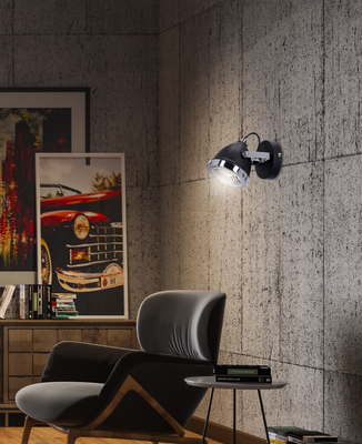 Crazy lamp wall lamp black 1x15w gu10 colorless lampshade