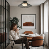 Lampă de tavan Sonte 40 neagră din sârmă cu abajur alb pentru living GX53