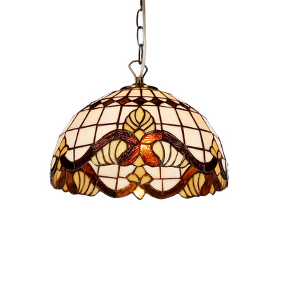 Lampe patine Marsala 1x60 e27 abat-jour vitrail