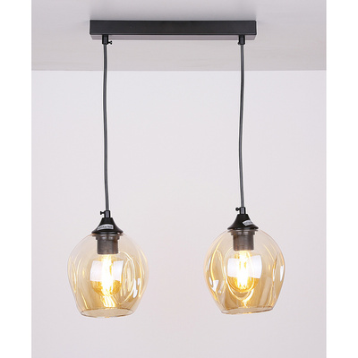 Glas-Hängelampe schwarz / braun 2xE27 Aspa 32-00590