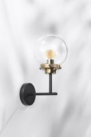Wandleuchte mattschwarz + patinierte E14-Glasabdeckung Lens 21-01283