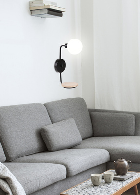 Lampe Ponio applique noire 1x25w g9 abat-jour blanc