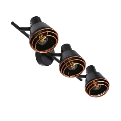 Applique/plafonnier abat-jour cuivre noir 3xE14 40W Neria 93-82572