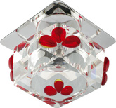 Plafoniera Candellux G4 patrat sticla cristalina rosu 20W 