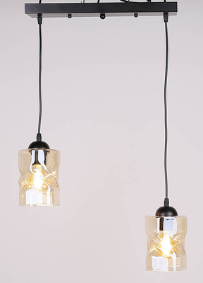 Lampa suspendata neagra / banda chihlimbar 2xE27 Felis 32-00170