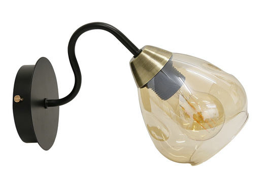 Wall lamp black / gold smoked glass 1xE27 Unica 21-00866