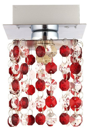 Plafonnier chrome / cristaux rouges G9 Classic 91-59102