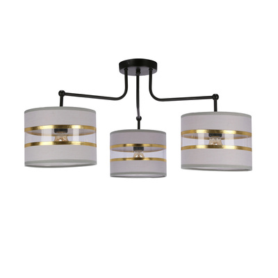 Ceiling lamp black 3xE27 white + gold lampshade Andy 33-00514
