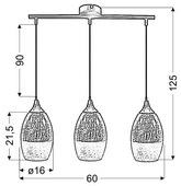 Lampa wisząca srebrna szklana regulowana 3x60W Celia Candellux 33-51585
