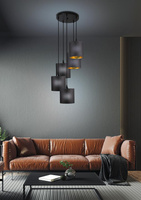 Lampe suspendue plaque noire 5xE14 Long 35-73976