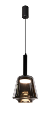 Hängeleuchte Bueno Glas schwarz mit rauchigem Schirm für Wohnzimmer