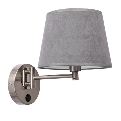 Applique orientable argentée avec interrupteur abat-jour blanc Ibis Candellux 21-00883