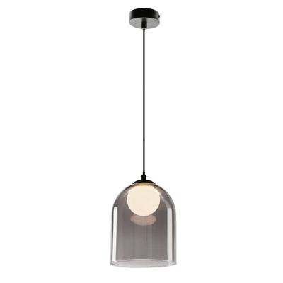 Pendant lamp KLEA glass with graphite and milky shade modern lamp over dining table for living room G9 LED