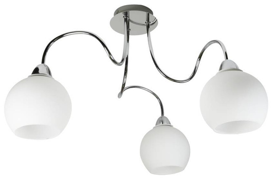 Chrome triple hanging ceiling lamp with white shades Nelda Candellux 33-72573