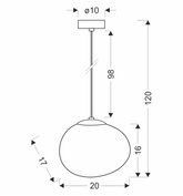 STONES suspension noire 20cm 1x40W E27 abat-jour blanc 31-35127