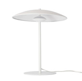 Lampa stołowa LUND w stylu skandynawskim – biały klosz talerz - minimalistyczna lampa do salonu i sypialni