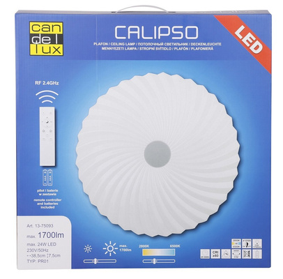 Weiße LED-Deckenleuchte 38,5 cm variable Farbhelligkeit + Fernbedienung Calipso 13-75093