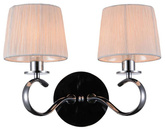 Doppelte Wandleuchte aus Chrom mit weißem Stoffschirm Clara Candellux 22-21564