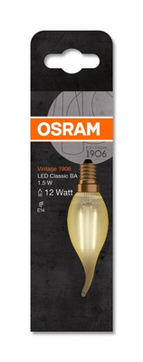 Żarówka led E14 1,5W 120lm 2400K vintage ba12 świeca Osram