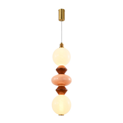 FLORES pendant lamp brass brown orange 15W LED 3000K white shade