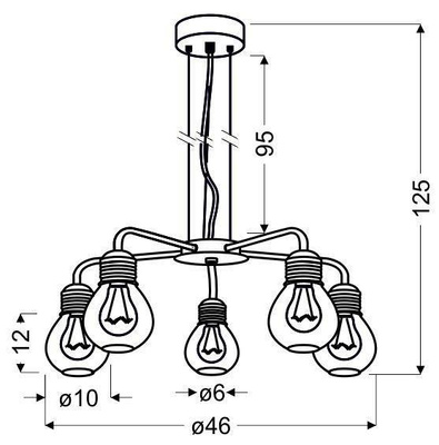 Lampe suspendue abat-jour en fil chromé 5x60W réglable 35-58669