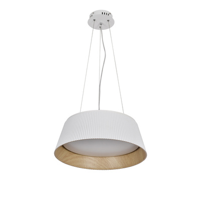 Lampa suspendata din lemn alb umbria cu abajur alb 31-24176