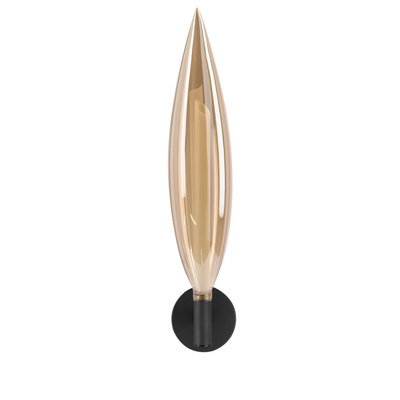 Nordic wall light black with amber glass shade for living room and bedroom